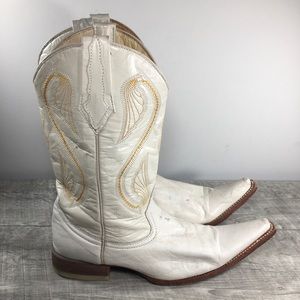 Vintage Donaldo Mens Tan Leather Cowboy Western Pull-On Dress Fancy Boots Size 8